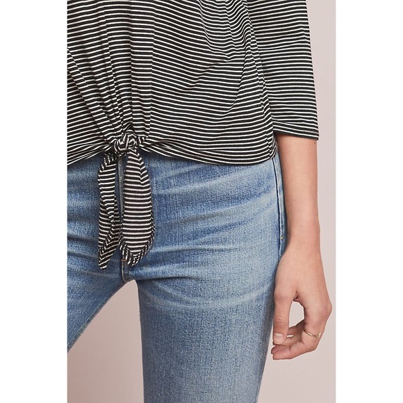 Anthropologie Bordeaux Hadley Tied Striped Top - Picture 2 of 6